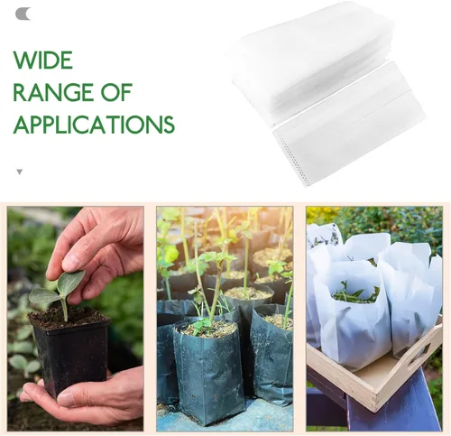 Vista 9 de 100pcs Non-Woven Fabric Planting Grow Bags for Seedlings and Vegetable Nursery, 20x20cm Soil Filling Size with Breathable, Biodegradable