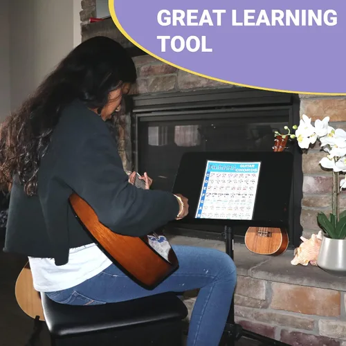 Vista 6 de QMG Hoja de Trucos de Acordes de Guitarra – Tabla de Teoría Musical Laminada A4 con Círculo de Quintas para Principiantes