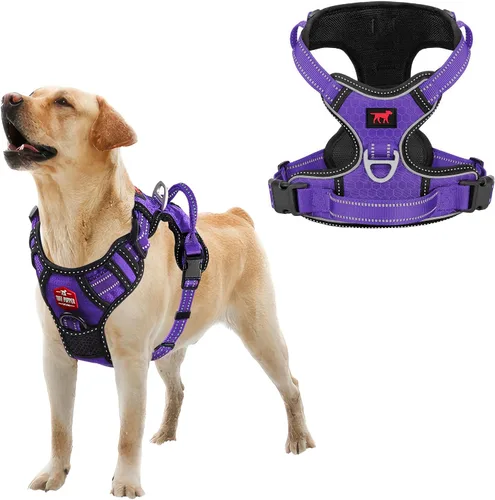 Vista 20 de Tuff Pupper Arnés para perro sin tirones, chaleco resistente para mascotas, clips para correa delantera y trasera, mango de seguridad fuerte