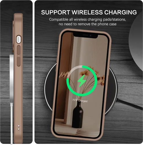 Vista 7 de BENTOBEN Funda magnética para iPhone 12, iPhone 12 Pro [compatible con Magsafe] translúcida mate, delgada, delgada, a prueba de golpes, para Marrón