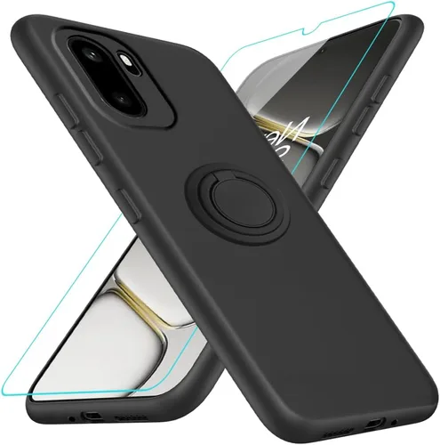 Vista 9 de Funda compatible con Blackview Shark 6/Oscal Tiger 8 con protector de pantalla, soporte de anillo giratorio de 360°, TPU a prueba de golpes, funda