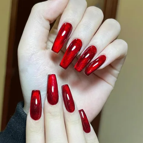 Vista 8 de MISUD Uñas Postizas - Uñas Largas Forma Ataúd con Pegamento en Negro Gótico, Diseño Acrílico Gótico de Rosa 24 piezas