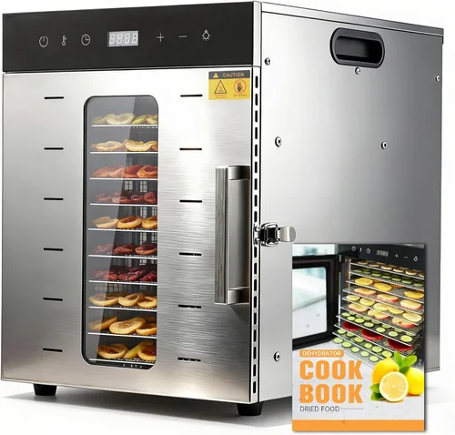 Vista 7 de Aptliton Food Dehydrator Machine, 10 Stainless Steel Trays 800W, Touch Screen, Adjustable Temperature 86°F-194°F, Timer for Jerky, Fruit, Herbs