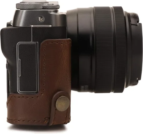 Vista 8 de MegaGear MG1768 Ever Ready - Funda de piel para cámara compatible con Fujifilm X-A7, color marrón oscuro