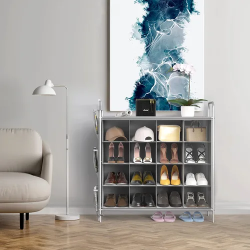 Vista 3 de Simple Houseware - Organizador de zapatero con cubículo de 4 niveles y 16 cubos, color gris