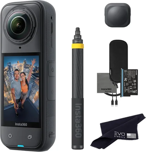 Vista 9 de Insta360 X5 Extended Selfie Stick Bundle ((3m/9.8ft))-8K impermeable 360 cámara de acción con sensores de 1/1.28" 48MP, video 8K 360 HDR, 72MP 360