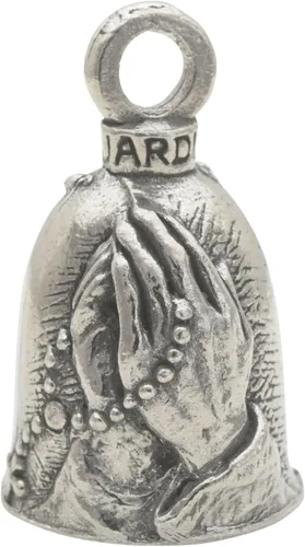 Vista 16 de Guardian Bell Campana religiosa de buena suerte con llavero y bolsa de regalo de terciopelo negro Campana de motocicleta Peltre sin plomo