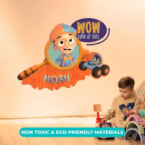 Vista 5 de EGD Nombre personalizado Blippi Kids Wall Decor I Nombre personalizado para la decoración de la habitación de tu bebé, decoración de guardería