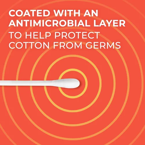 Vista 4 de Q-Tips Los hisopos antimicrobianos para limpieza están hechos con 100% algodón, 300 unidades, paquete de 12