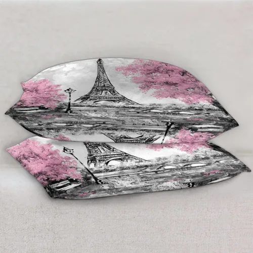 Vista 5 de Funda de almohada de satén con cierre de sobre para cabello y piel, funda de almohada de seda tamaño estándar francés París Torre Eiffel Street