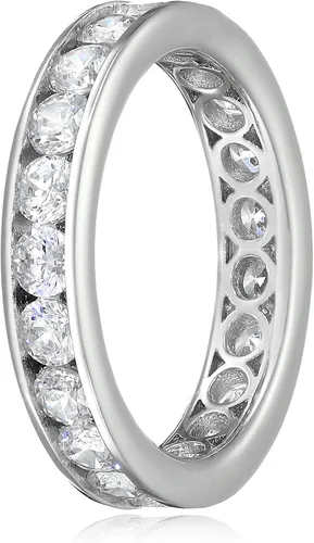 Vista 2 de Tienda Collection Platinum-Plated Sterling Silver Infinite Elements Cubic Zirconia Channel Set All-Around Band Ring