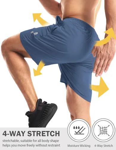 Vista 4 de Aolesy Pantalones cortos de entrenamiento para hombre de 7 pulgadas, pantalones cortos deportivos de secado rápido, ligeros, con bolsillos
