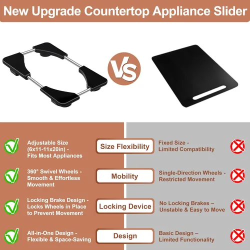Vista 6 de Adjustable Black Appliance Slider Tray - Expandable 6" x 11"- 11" x 20