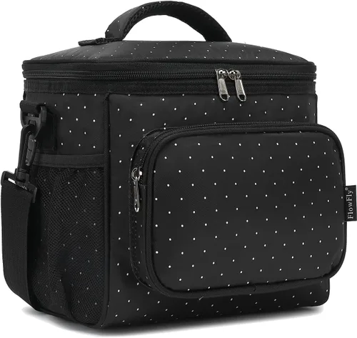 Vista 38 de FlowFly - Lonchera reutilizable con aislante para adultos, grande, para mujeres y hombres, con correa ajustable para el hombro, bolsillo frontal