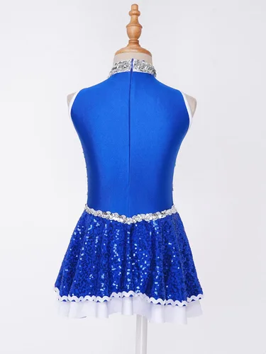 Vista 4 de TSSOE Uniforme de animadora con lentejuelas y purpurina para niñas y niñas
