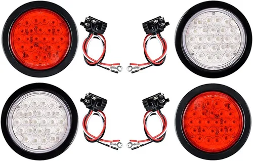 Vista 12 de Astra Depot Juego de 4 unids rojo 4 "redondo 12 LED Stop Running Luz trasera Ojal Plug para vehículo largo camión remolque