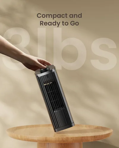 Vista 4 de PNTCK Ventilador para dormitorio, ventilador de torre de 13 pulgadas con 3 velocidades máximas de 23 pies/s, ventilador de escritorio oscilante
