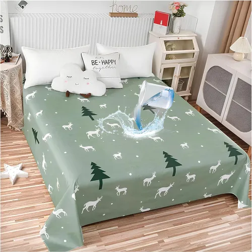 Vista 8 de SIELUNO Sábanas planas impermeables ligeras, protector de colchón, fundas protectoras de muebles para cama de tamaño matrimonial B-90.6 x 98.4 in