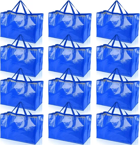 Vista 13 de Shappy 6 Piezas Bolsas de Compra Extragrandes Reutilizables con Asas, Bolsas de Comestibles Tejidas Coloridas de Plástico Impermeable