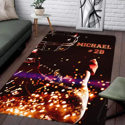 Vista 22 de Personalized Amazing Football Athlete Rug with Name Number, Football Welcome Mat 2x3 3x5 4x6 5x8, Sports Bathroom Rug for Living Room Bedroom