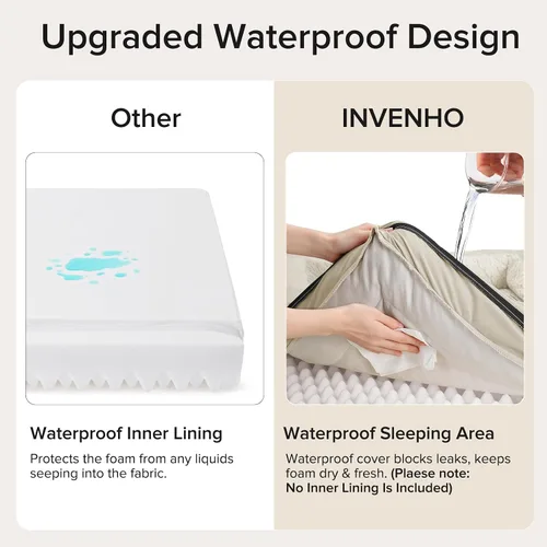 Vista 3 de L Plus - Cama ortopédica para perros grandes, sofá lavable para perros con espuma para huevos, forro impermeable y parte inferior antideslizante