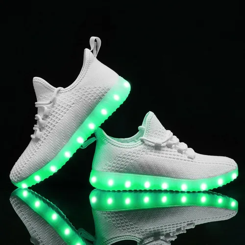 Vista 9 de Zapatos iluminados para mujeres y hombres, con carga USB, LED, para adultos, malla de Halloween, brillante, luminoso, entrenadores, bailando