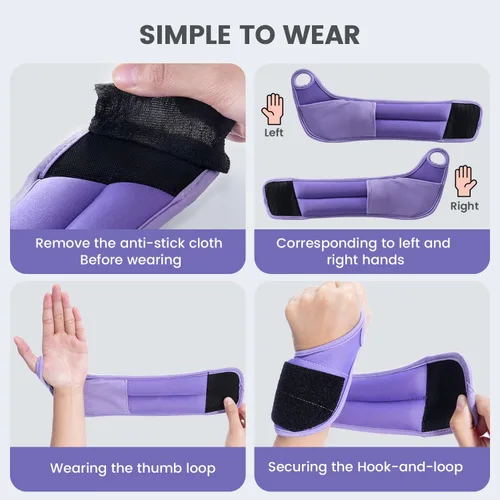Vista 6 de Sportneer Wrist Weights with Thumb Loops Lock for Men Women, 2 LBS /4 LBS Pair Arm Hand Weights for Running Walking Jogging Physical Therapy Gym