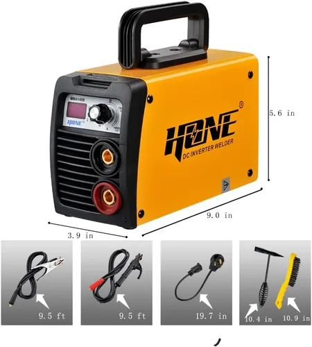Vista 3 de HONE ARC – Soldadora 110V/220V, Soldador de palo real de 140Amp, máquina de soldadura digital IGBT inversor con pantalla LCD, arranque en caliente