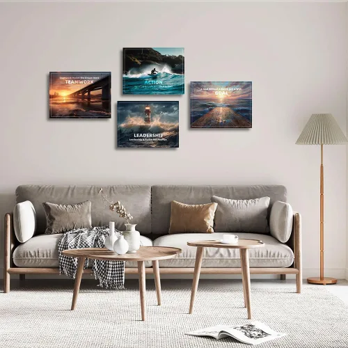 Vista 4 de Lienzo con citas inspiradoras, pintura decorativa motivacional, paisaje, adecuado para biblioteca, oficina, sala de estar, mesa, colgante, paquete