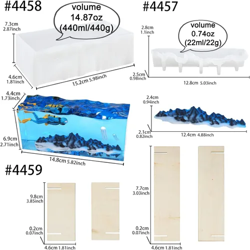 Vista 2 de Juego de moldes de silicona de resina epoxi Sea Mountain Diorama Fish Tank Miniature