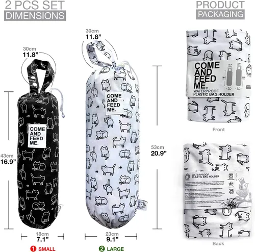 Vista 2 de 2 unids impermeable plástico supermercado bolsa titular de compras soporte organizador cocina almacenamiento bolsa dispensador múltiples diseños B&W