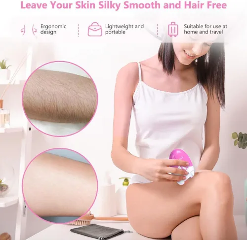 Vista 6 de Depiladora para mujer, depiladora de deslizamiento suave, removedor de vello facial para mujeres con 2 velocidades y luz LED, depilación facial