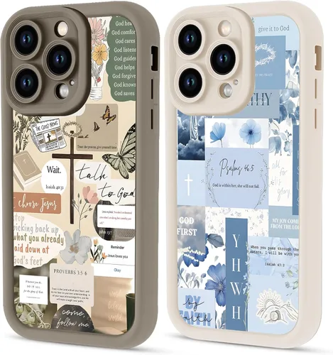 Vista 15 de Paquete de 2 fundas protectoras para iPhone 8 Plus/7 Plus de 5.5 pulgadas con collage de versículos bíblicos de Jesús para mujeres y niñas, diseño