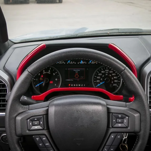 Vista 7 de Voodonala Moldura roja para tablero de instrumentos para Ford F150 F250 F350 Super Duty 2015, 2016, 2017, 2018, 2019, 2020 (rojo, 3 piezas)