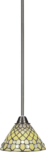 Vista 50 de Toltec Lighting Paramount - Mini colgante de 1 luz en acabado negro mate con cristal de arte perla de 7 pulgadas y estilo negro