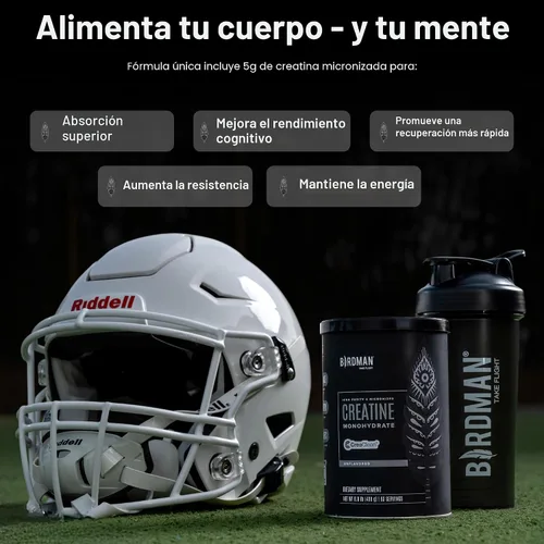 Vista 7 de BIRDMAN Monohidrato de creatina micronizada en polvo, recuperación muscular, sin cafeína, creatina pre-entrenamiento, vegano, post-entrenamiento