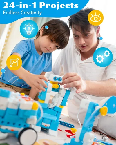 Vista 4 de WhalesBot B3 Pro Kit de Robot de Programación 24-en-1 STEM Juguetes para Niños 4+, Lápiz Inteligente Avanzado y Tarjetas de Programación, Juguetes