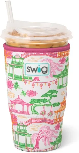 Vista 22 de Swig Life Coolie para taza helada mediana de 22 onzas, funda aislante estándar de 22 onzas con asa, aislamiento de neopreno mantiene las bebidas