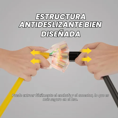 Vista 6 de PlugSaf - Cable de extensión para exteriores de calibre 10 de 50 pies con múltiples tomas, color amarillo