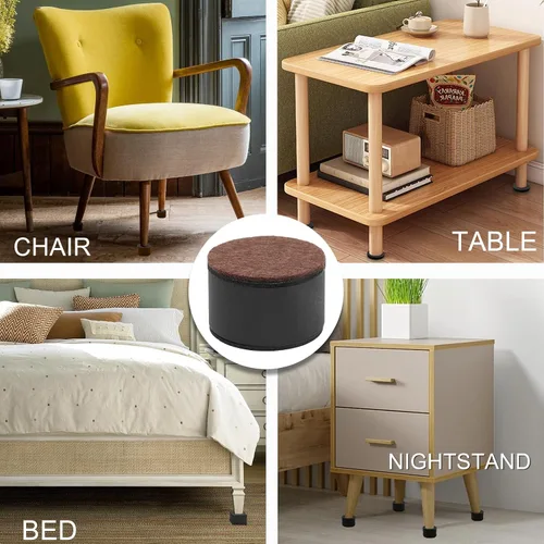 Vista 6 de Biaungdo Juego de 4 piezas de elevadores autoadhesivos para muebles, elevadores redondos para cama y muebles, elevadores resistentes de acero al