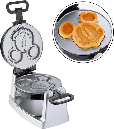 Vista 5 de Mickey Mouse Waffle and Donut Maker con 3 juegos de platos de cerámica antiadherentes extraíbles