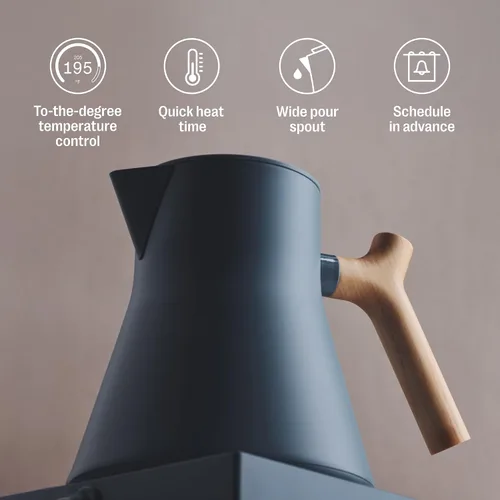 Vista 4 de Fellow Corvo EKG Pro - Tetera eléctrica para té y café, 0.9 litros Precision Temp Control, Stainless Steel, Brew Timer, Smart Scheduling, Wide