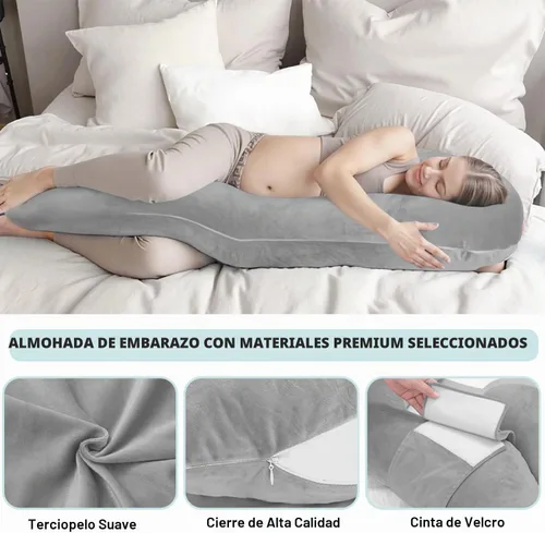 Vista 6 de Almohadas de embarazo para dormir, almohada de maternidad en forma de E para mujeres embarazadas con almohada de cuña ajustable, almohada de espuma