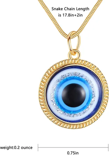 Vista 3 de WBRWP- Juego de collar con colgante de mal de ojo cristal de ojo azul con cadena de cuerda de cuero, acero inoxidable, protección turca