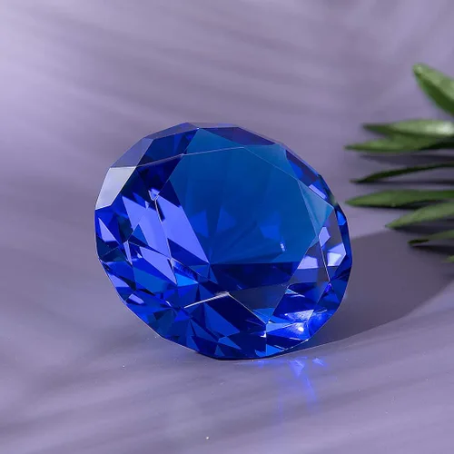 Vista 2 de LONGWIN Pisapapeles de diamante de cristal de 80 mm (3.1 pulgadas), joyas para decoración de boda, centros de mesa, decoración para el hogar (Azul)