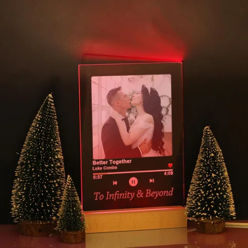 Vista 5 de Placa de música personalizada, cubierta de álbum de canción personalizada, marco de fotos personalizado, arte de vidrio, regalo de fotos, regalo