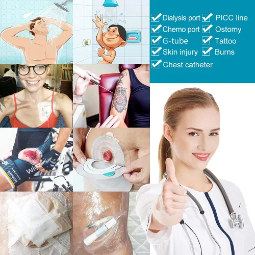 Vista 7 de Ostomy - Funda de ducha impermeable para bolsa de ostomía, protector de ducha, protector de ducha, colostomía, bolsas de baño, vendaje adhesivo