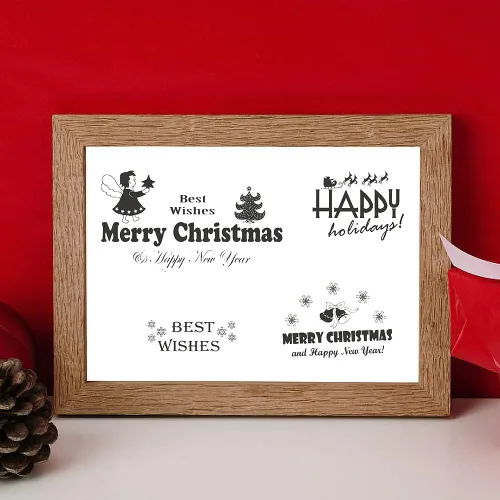 Vista 3 de Palabras de felicitación de Feliz Navidad, sellos transparentes para hacer tarjetas y decoraciones de álbumes de fotos, sellos de silicona de árbol