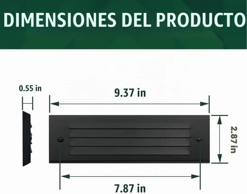 Vista 4 de GKOLED Luces LED de bajo voltaje, luz de montaje en superficie de 4 W 12 V con placa frontal con listones horizontales, escaleras de camino, 2700 K