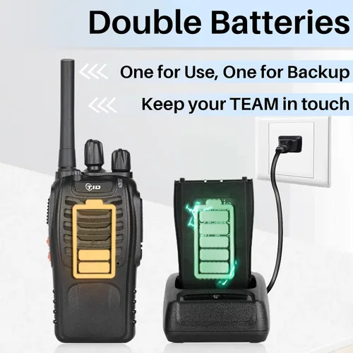 Vista 2 de TID TD-V2 Walkie Talkies para adultos con auricular y 8 baterías, radios de 2 vías, Walkie Talkies de largo alcance con radio bidireccional
